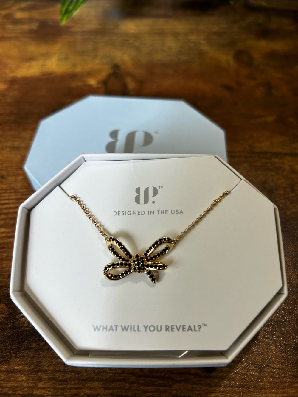 Bomb Party “Loops Between Wishes” Gold Bow Necklacr